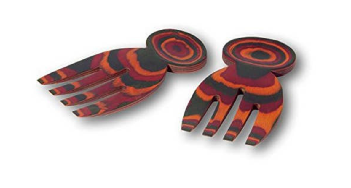Island Bamboo Pakkawood Salad Hands, Rainbow