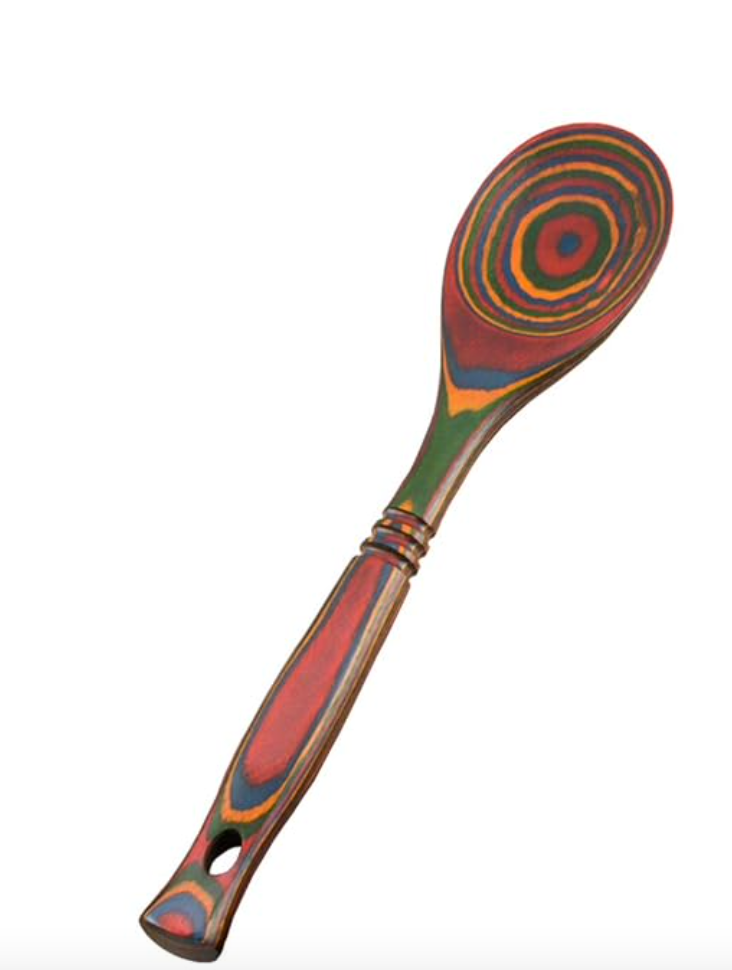 Island Bamboo Pakkawood 12-Inch Spoon, Rainbow