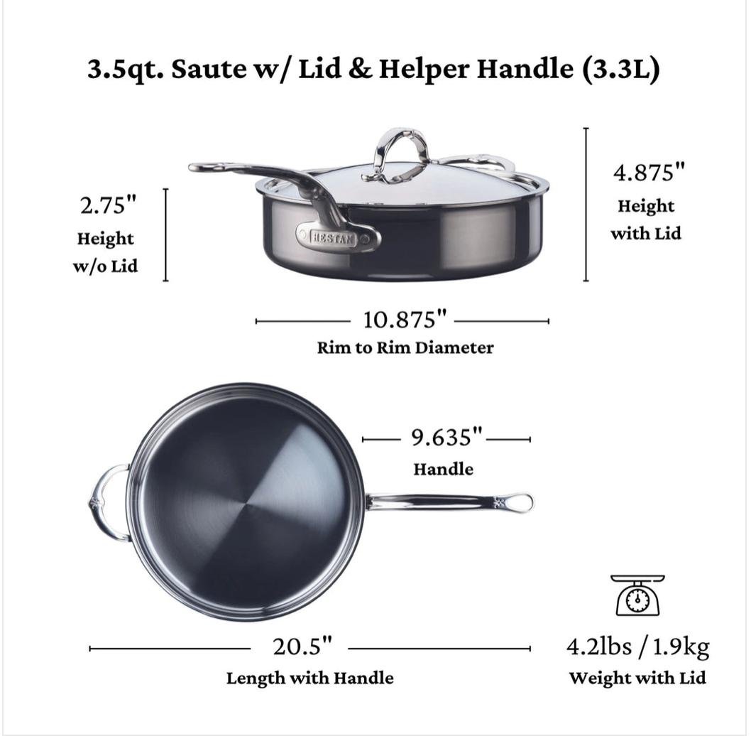 Hestan NanoBond Titanium Sauté Pan 3.5QT