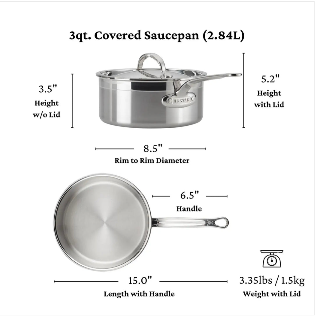 Hestan ProBond Professional Clad Stainless Steel Saucepan 3QT