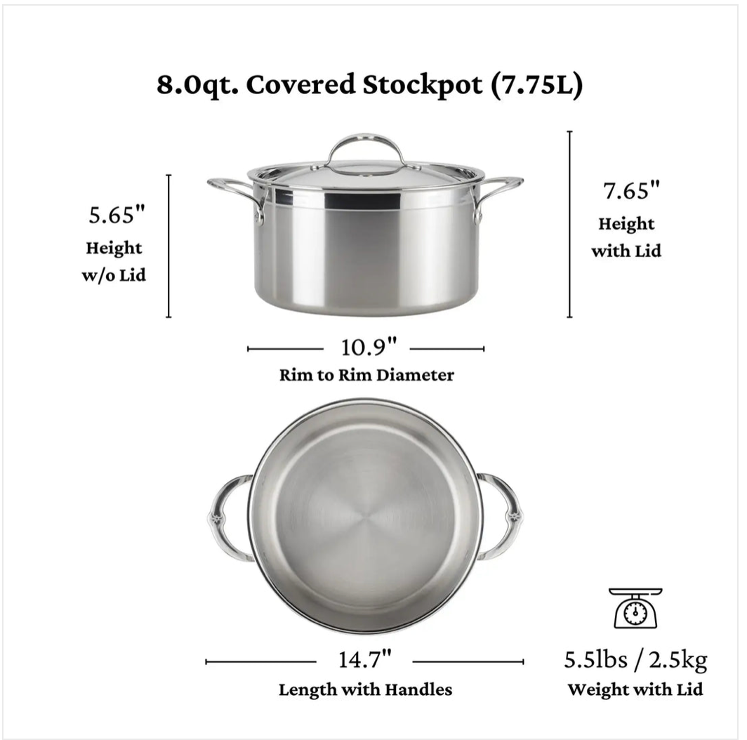 Hestan ProBond Professional Clad Stainless Steel Stockpot 8 QT