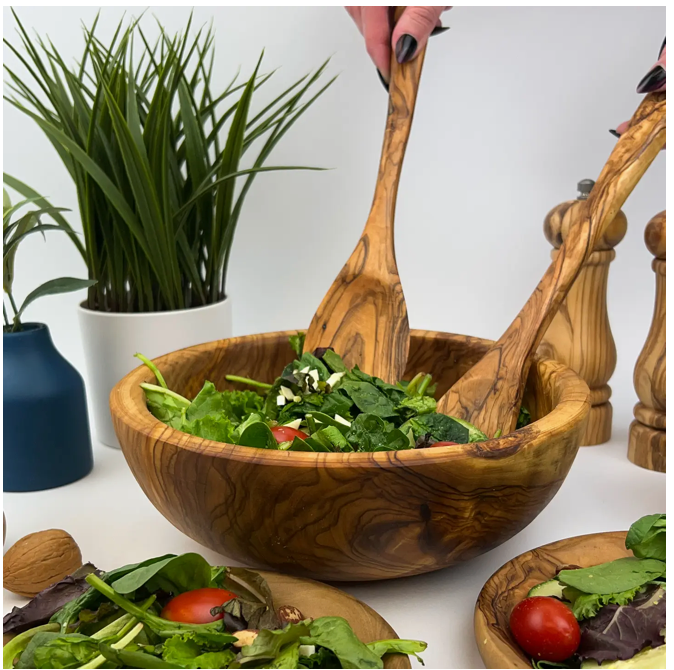 Olive Wood Family Salad Bowl 11 inch