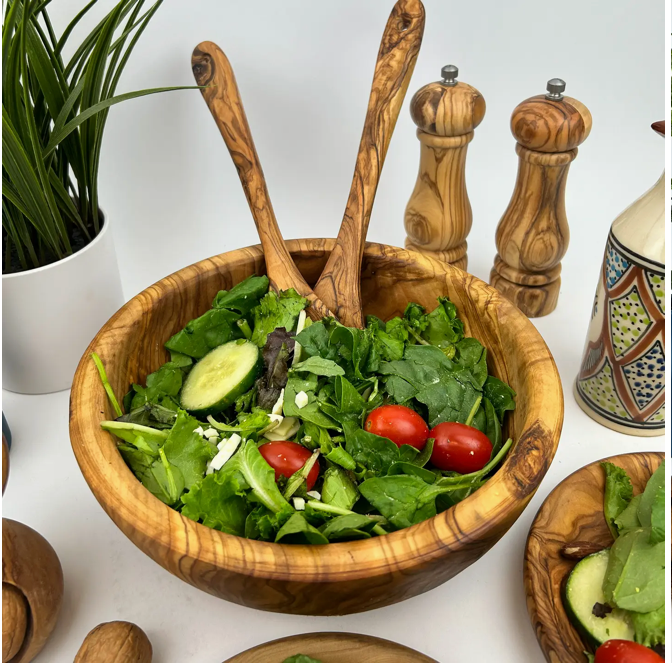 Olive Wood Family Salad Bowl 11 inch