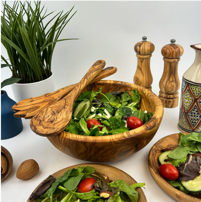 Olive Wood Family Salad Bowl 11 inch