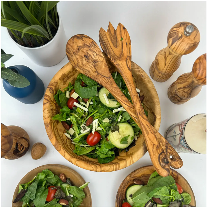 Olive Wood Family Salad Bowl 11 inch