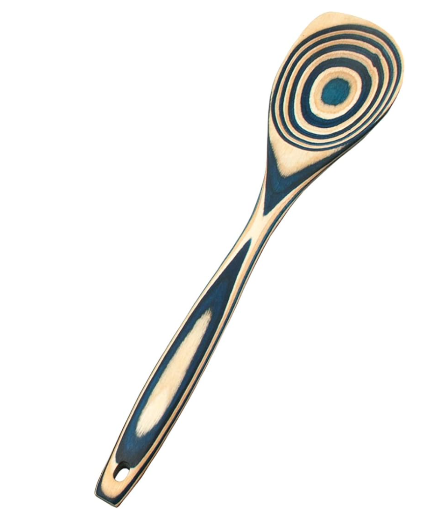 Island Bamboo Pakkawood 12-Inch Corner Spoon, Blue