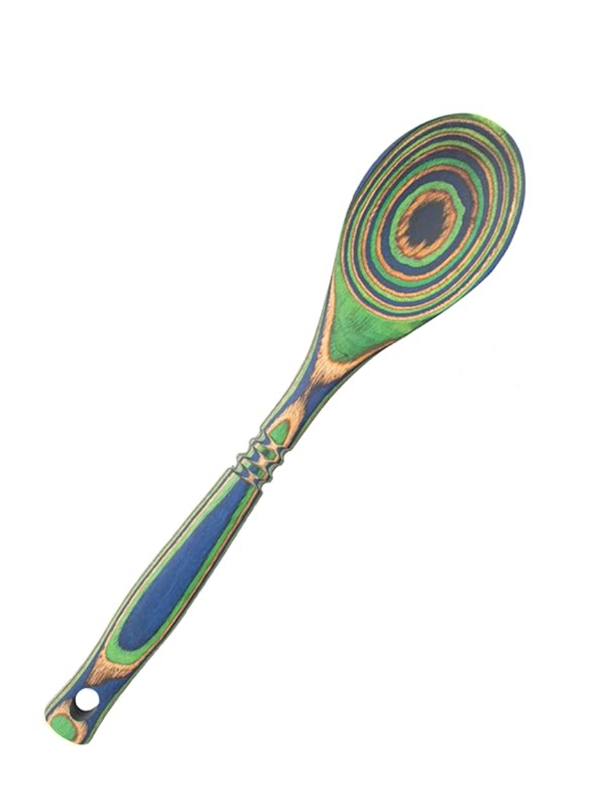 Island Bamboo Pakkawood 12-Inch Spoon, Peacock