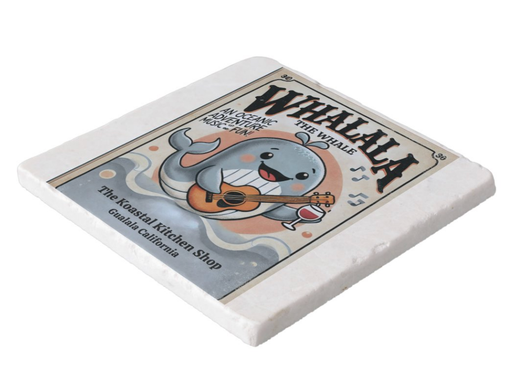 The Koastal Kitchen - Whalala the Whale Tumbled Marble Trivet