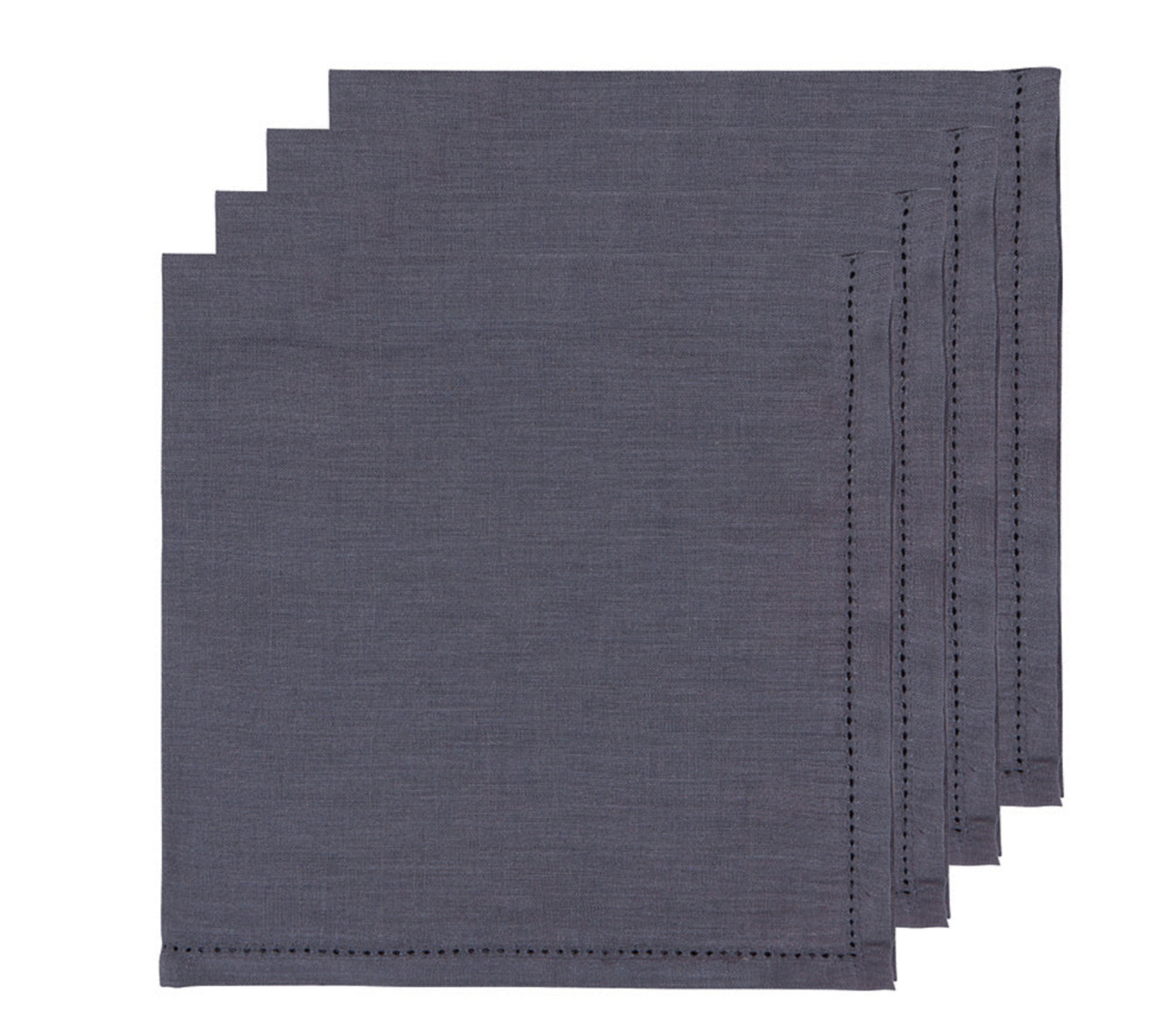 Hemstitch Linen Charcoal Napkins Set of 4