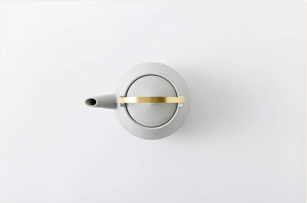 Frustum Light Ink Clay Teapot with Brass Handle
