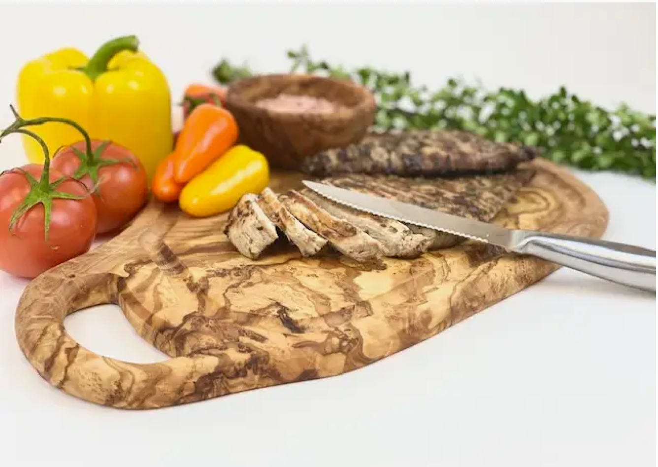 Olive Wood Small Charcuterie Board with Handle