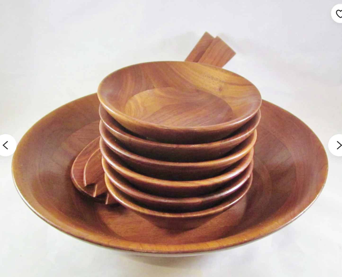 Mid Century Walnut Bowl Set by FITZHUGH 9 Piece Set